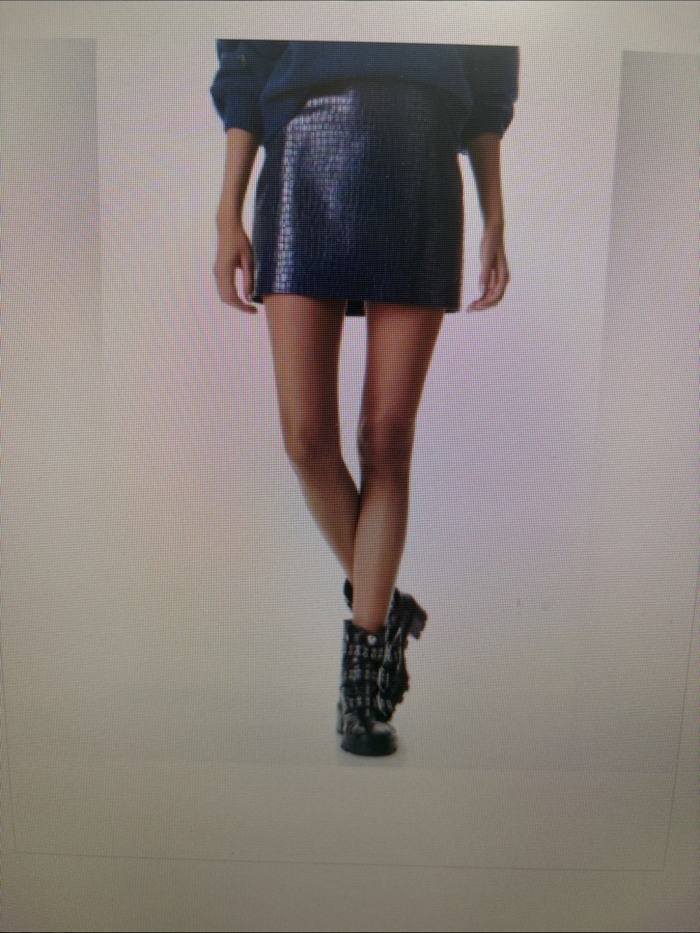 Navy Alice + Olivia Faux Leather Skirt